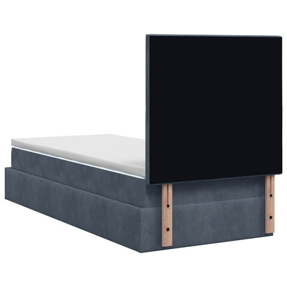 Ottoman Bett mit Matratze Dunkelgrau 80 x 200 cm Samt