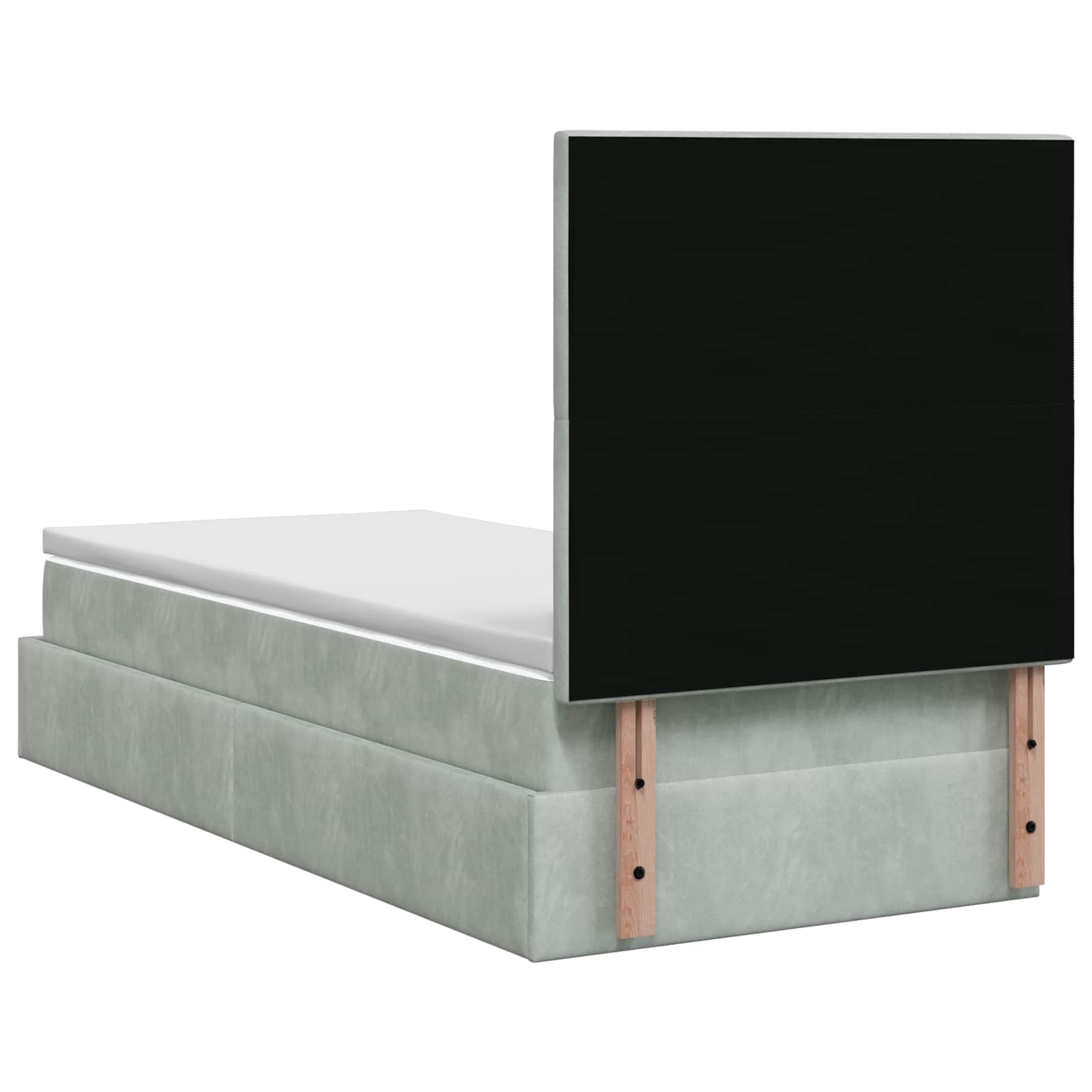 Ottoman Bett mit Matratze Hellgrau 90 x 190 cm Samt