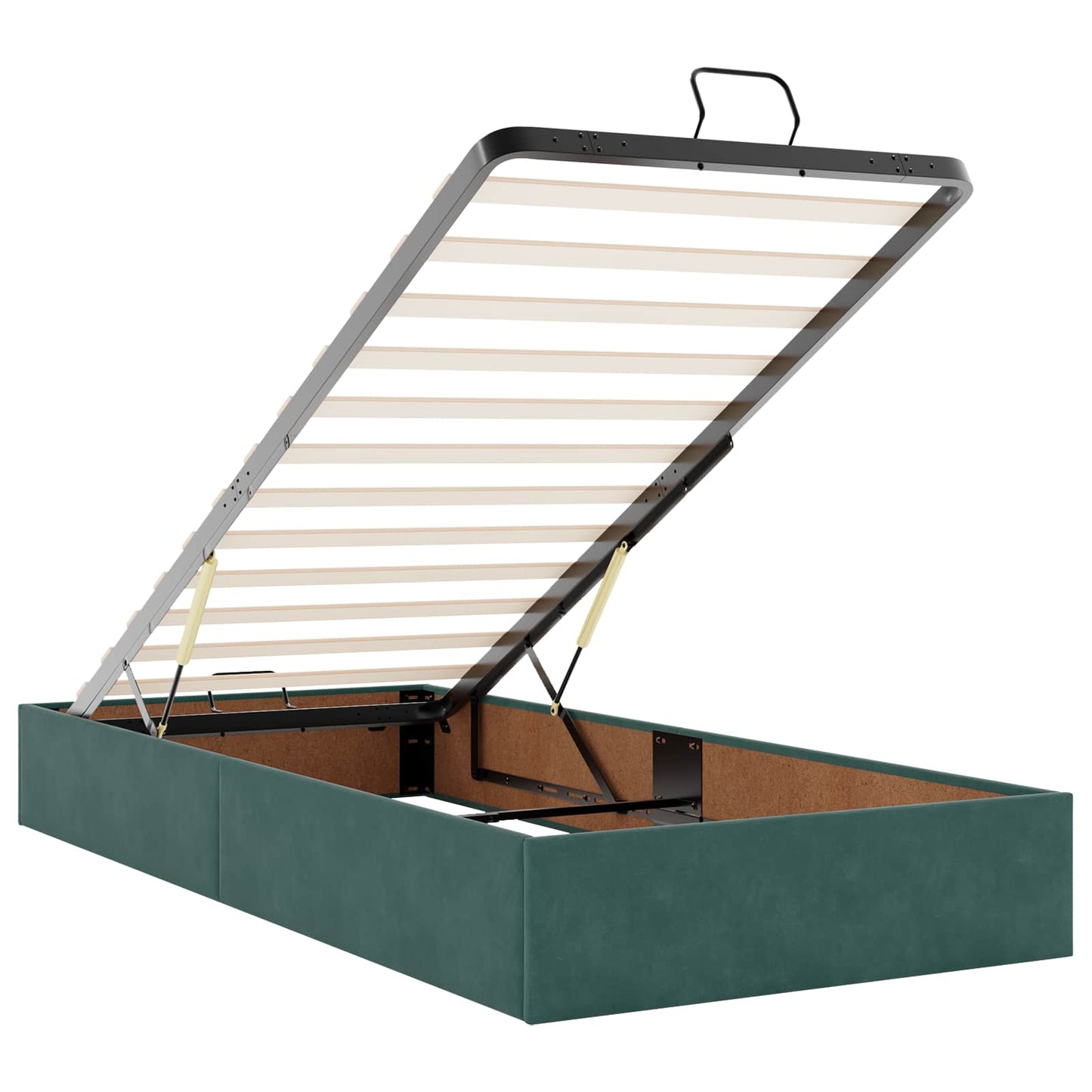 Ottoman Bett mit Matratze Dunkelgrün 90 x 190 cm Samt