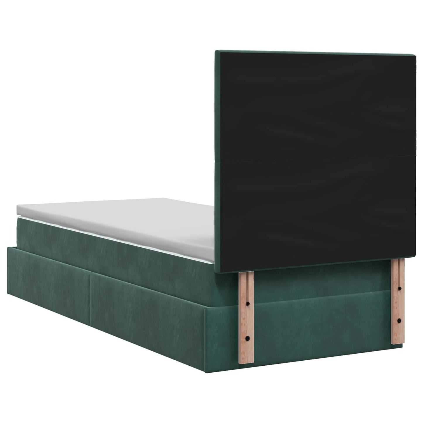 Ottoman Bett mit Matratze Dunkelgrün 90 x 190 cm Samt