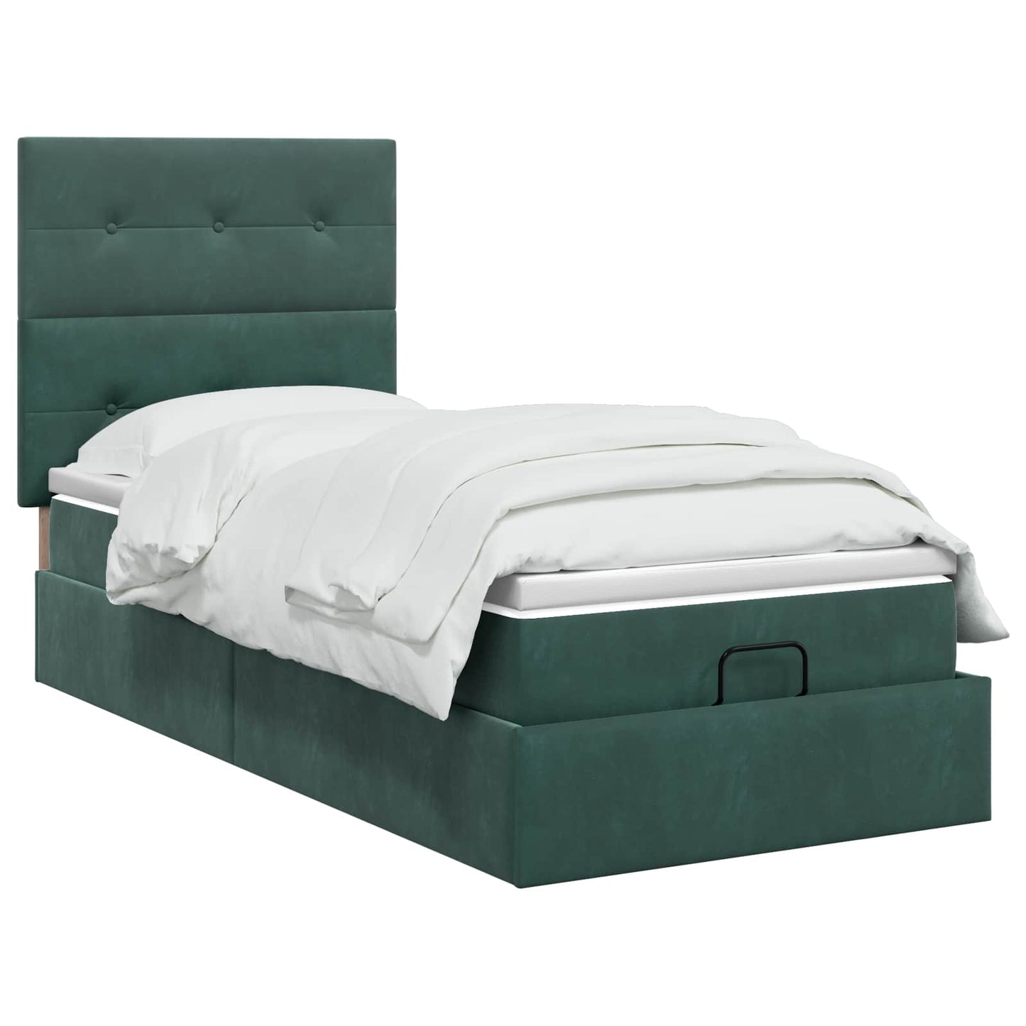 Ottoman Bett mit Matratze Dunkelgrün 90 x 190 cm Samt