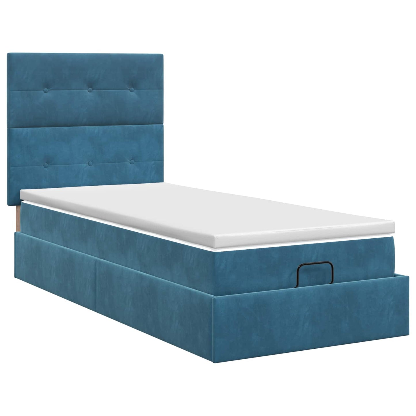 Ottoman Bett mit Matratze Dunkelblau 90 x 200 cm Samt