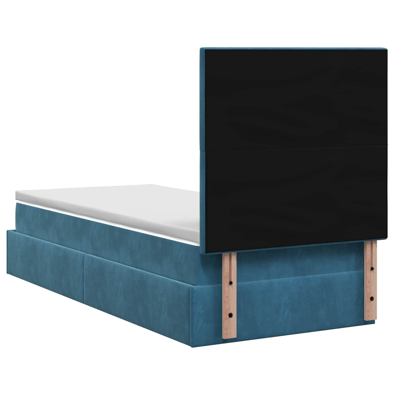 Ottoman Bett mit Matratze Dunkelblau 90 x 200 cm Samt