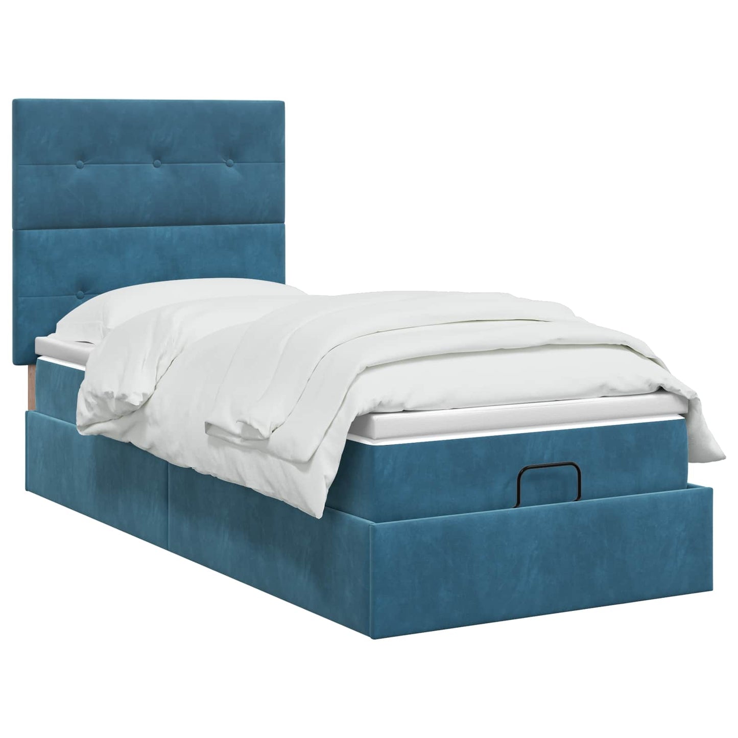 Ottoman Bett mit Matratze Dunkelblau 90 x 200 cm Samt