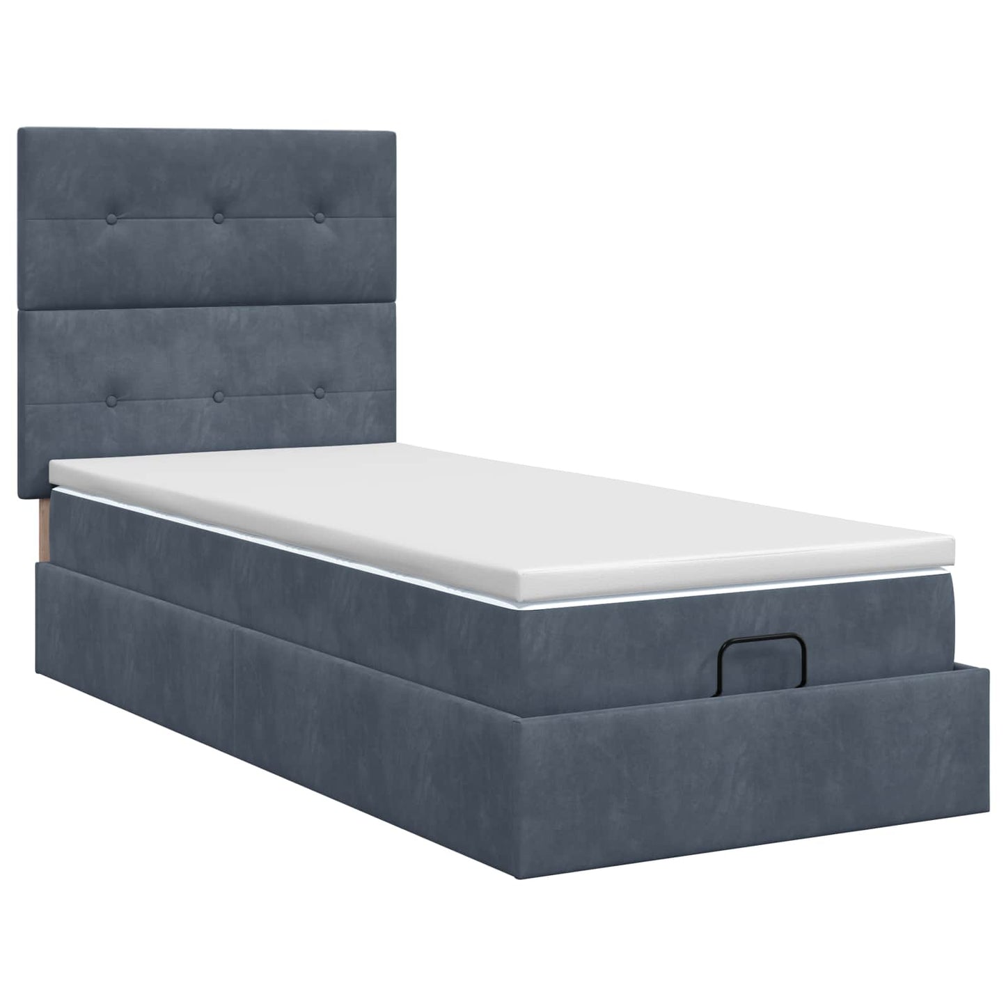 Ottoman Bett mit Matratze Dunkelgrau 100 x 200 cm Samt