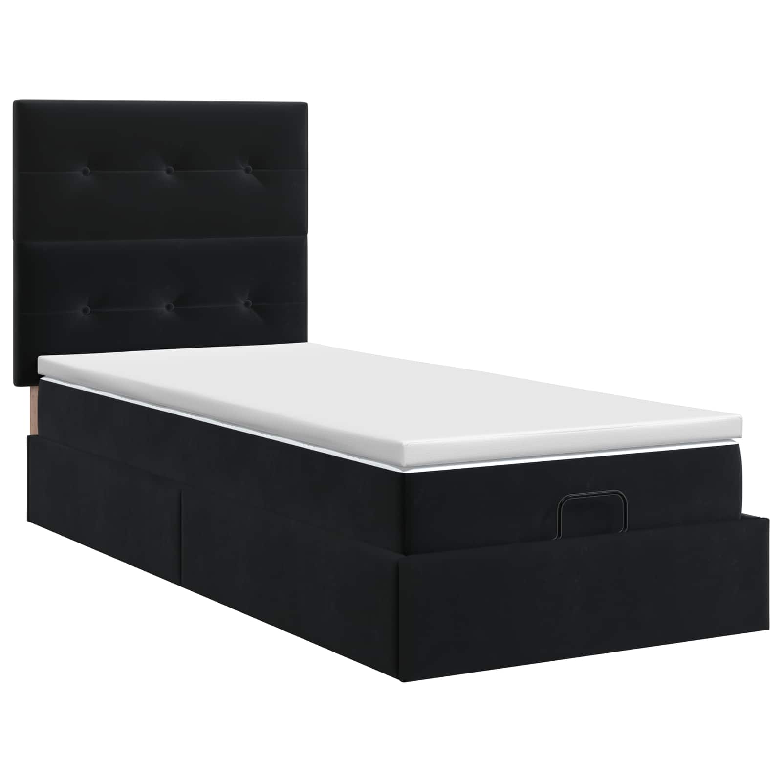 Ottoman Bett mit Matratze Schwarz 100 x 200 cm Samt