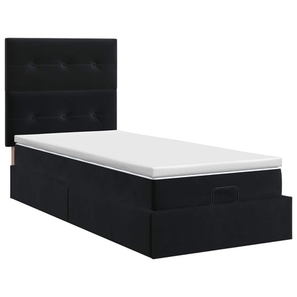 Ottoman Bett mit Matratze Schwarz 100 x 200 cm Samt