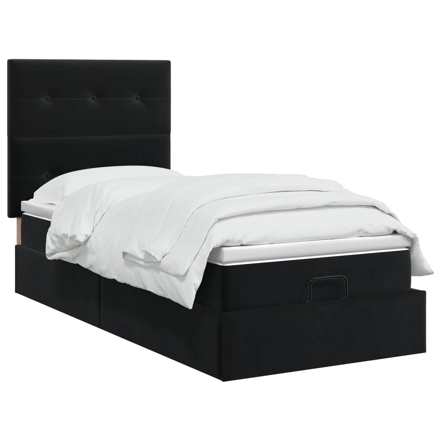 Ottoman Bett mit Matratze Schwarz 100 x 200 cm Samt