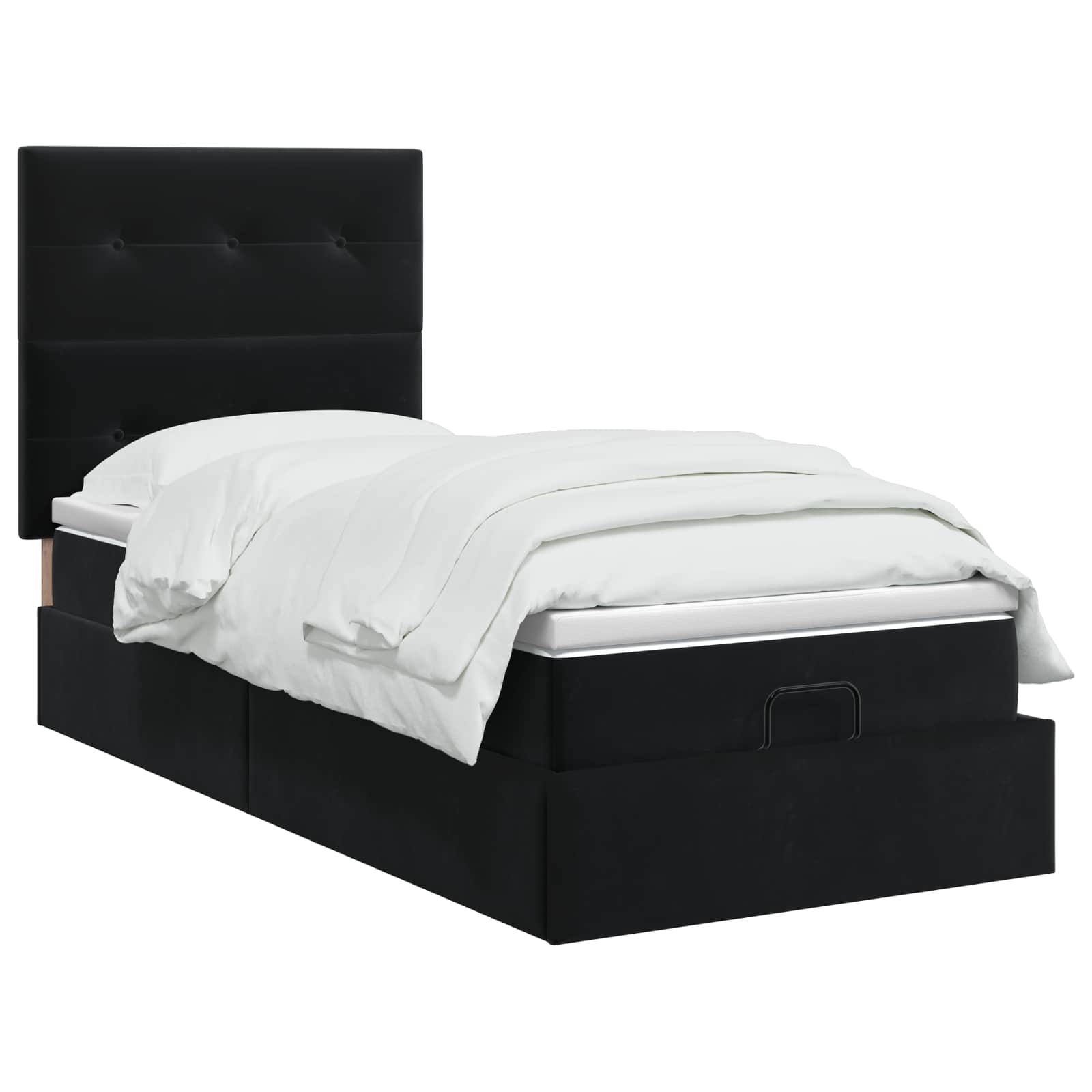 Ottoman Bett mit Matratze Schwarz 100 x 200 cm Samt