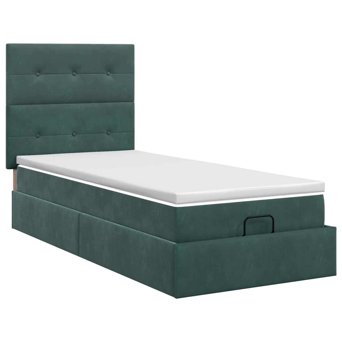 Ottoman Bett mit Matratze Dunkelgrün 100 x 200 cm Samt