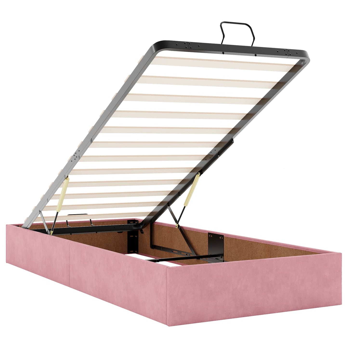 Ottoman Bett mit Matratze mit Kopfteil Rosa 100 x 200 cm Samt