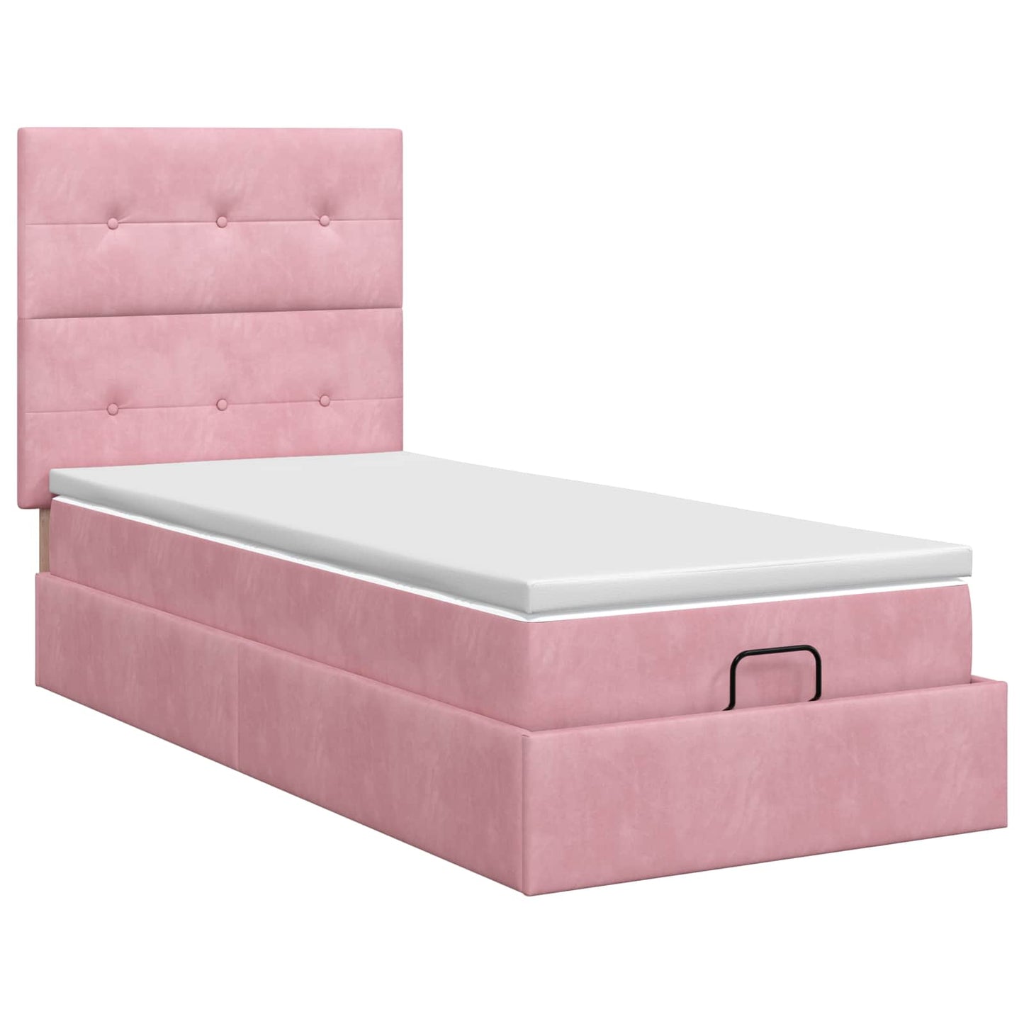 Ottoman Bett mit Matratze mit Kopfteil Rosa 100 x 200 cm Samt