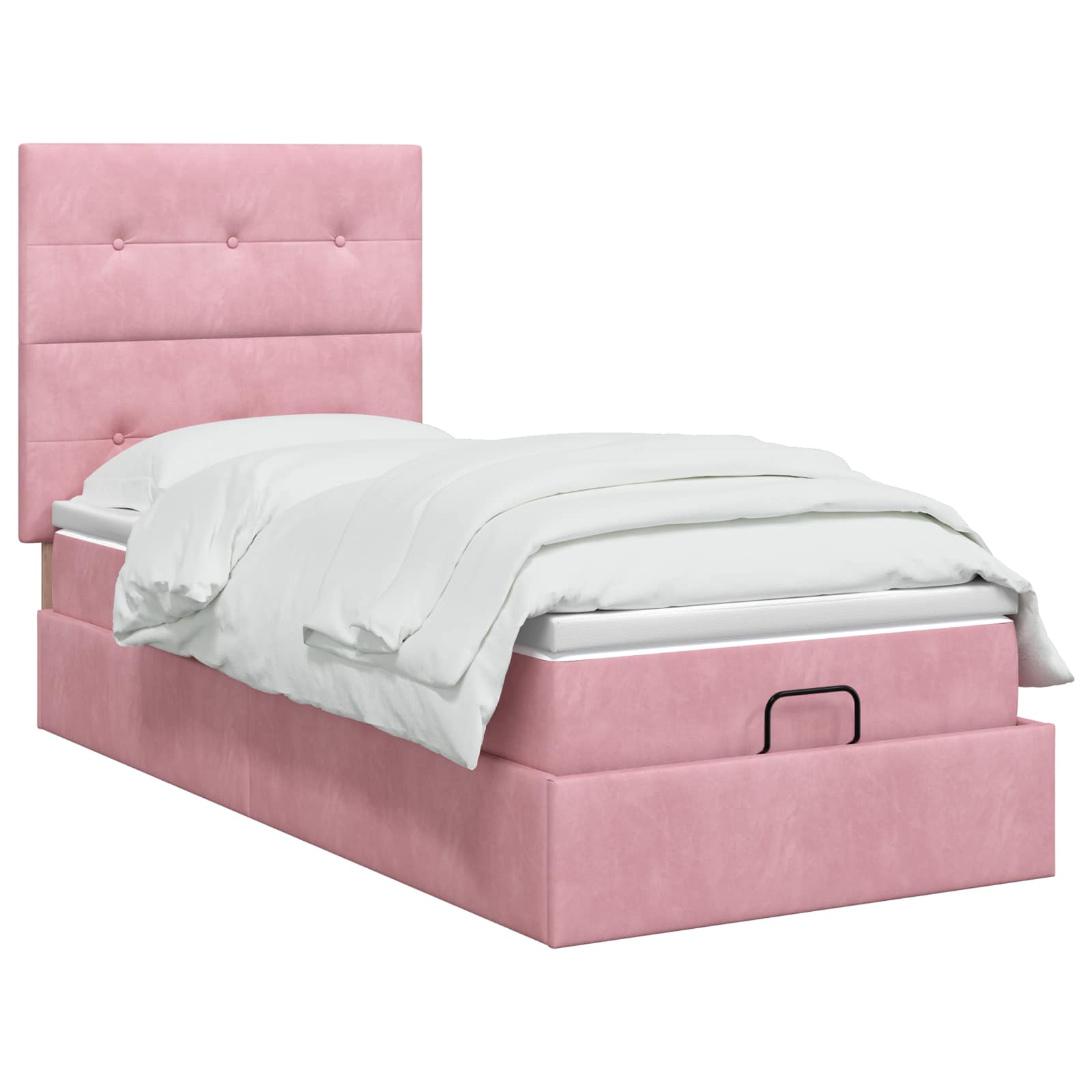 Ottoman Bett mit Matratze mit Kopfteil Rosa 100 x 200 cm Samt