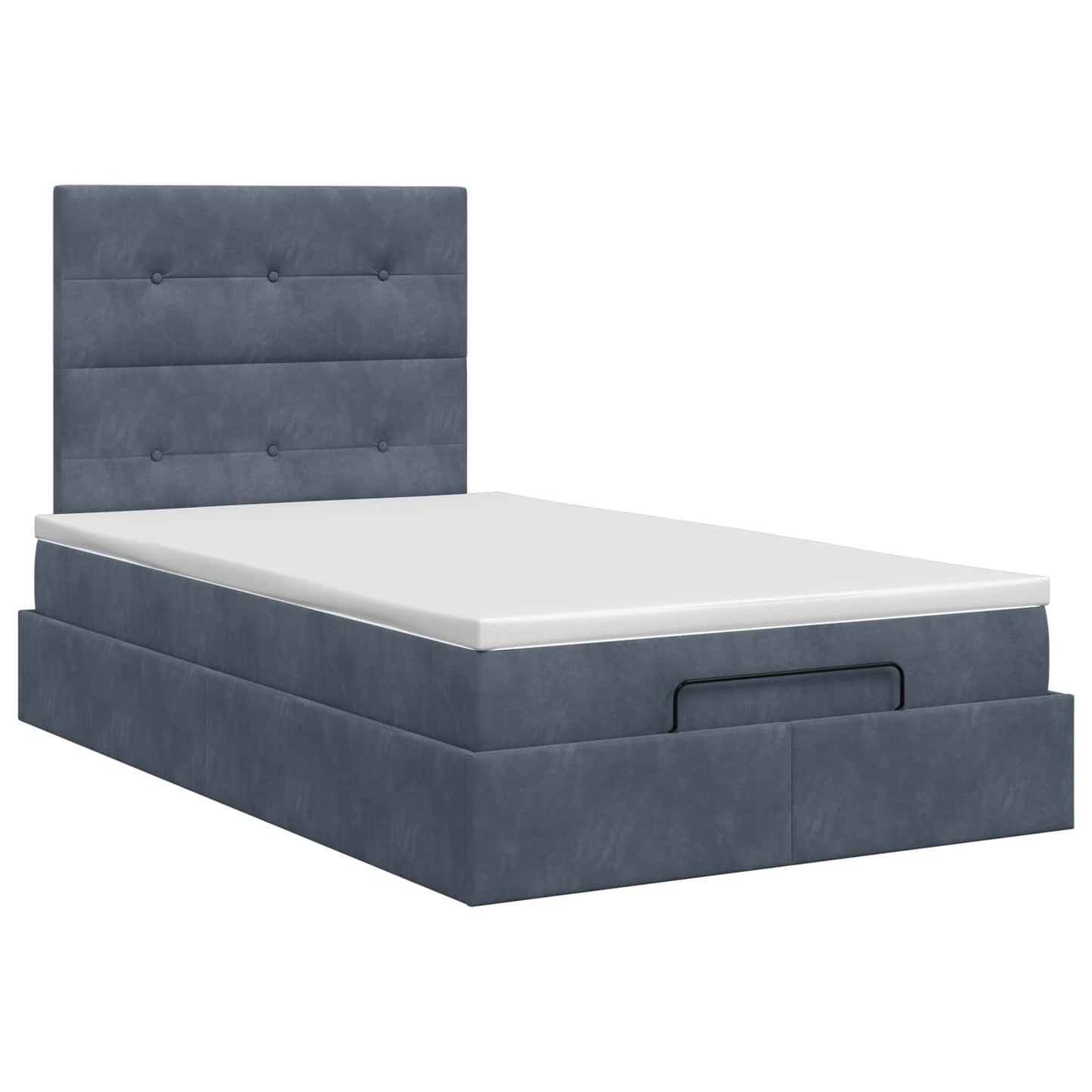 Ottoman Bett mit Matratze Dunkelgrau 120 x 190 cm Samt