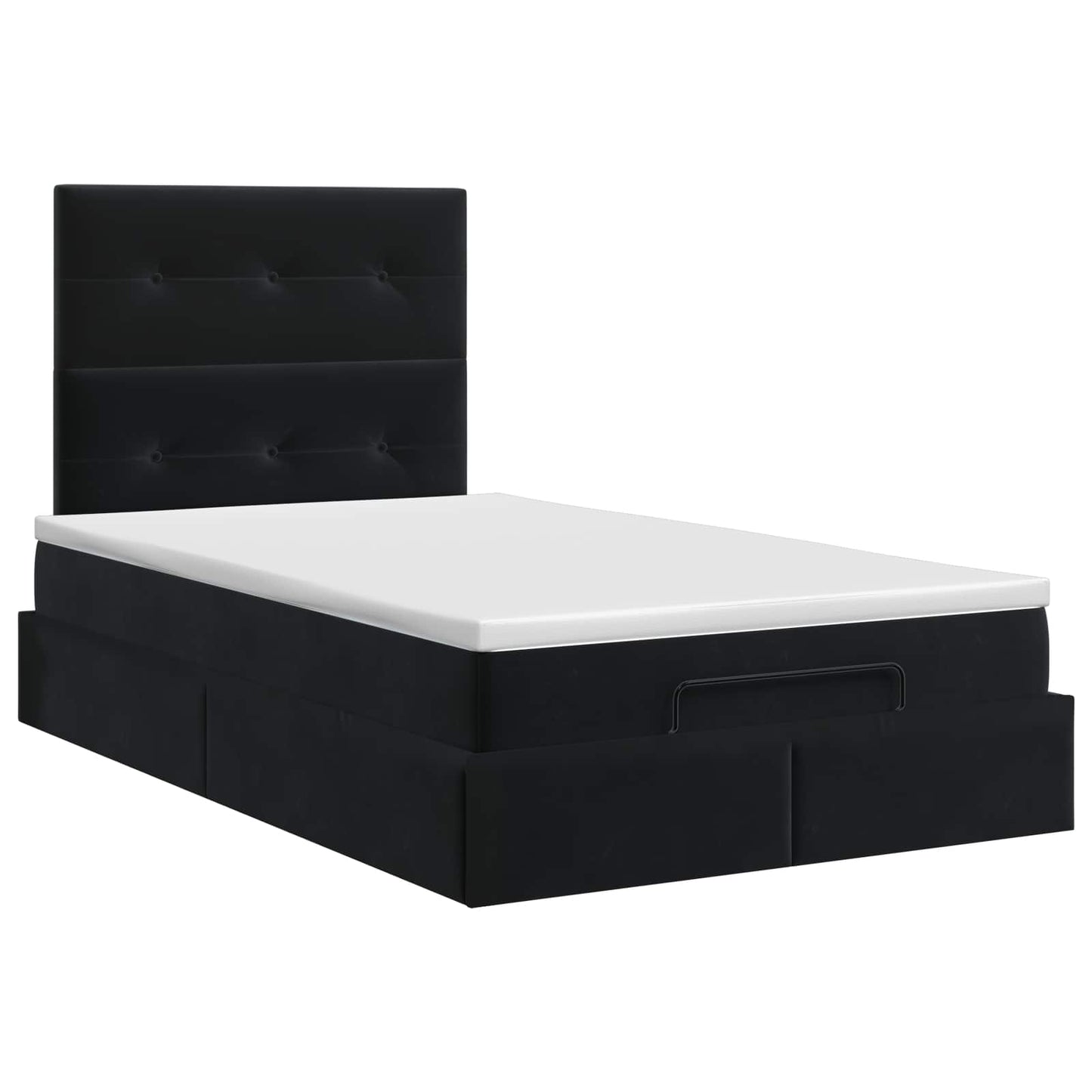 Ottoman Bett mit Matratze Schwarz 120 x 190 cm Samt