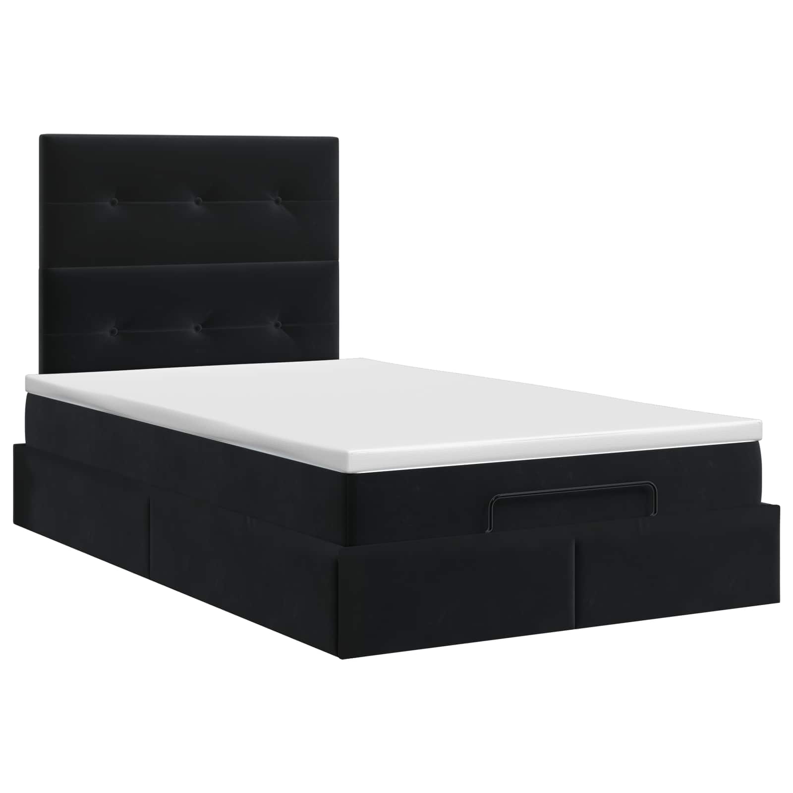 Ottoman Bett mit Matratze Schwarz 120 x 190 cm Samt