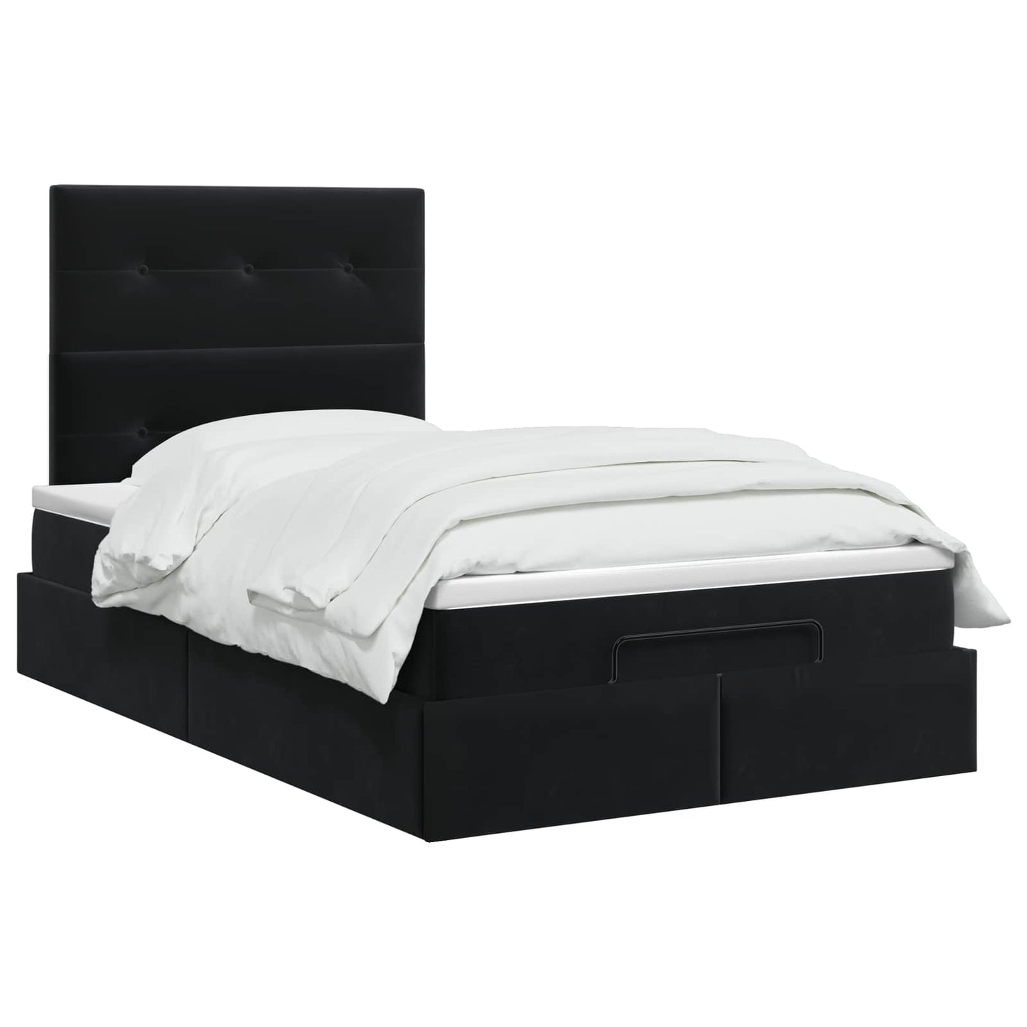 Ottoman Bett mit Matratze Schwarz 120 x 190 cm Samt