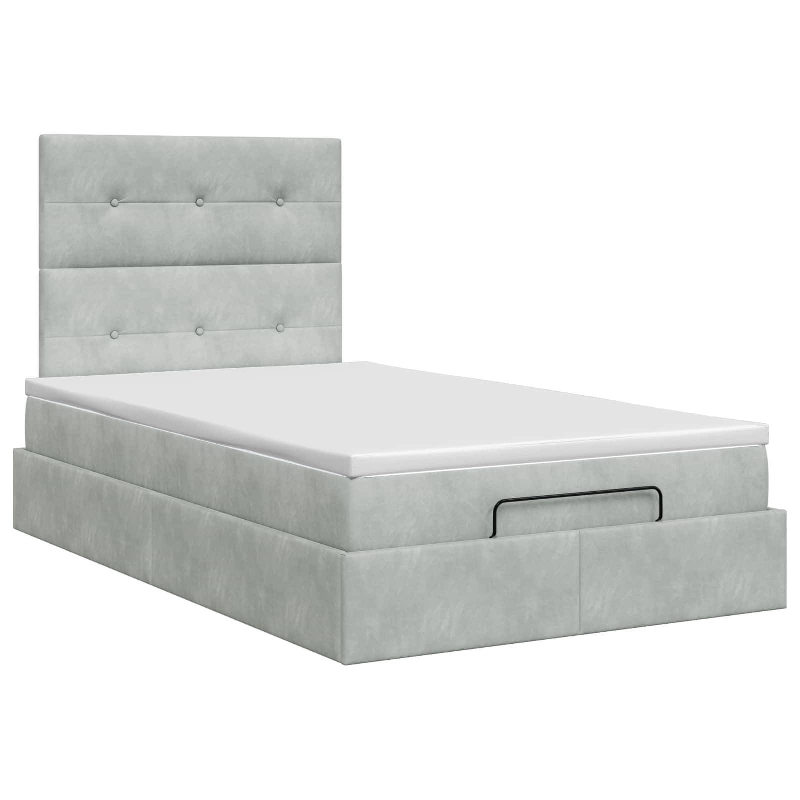 Ottoman Bett mit Matratze Hellgrau 120 x 200 cm Samt