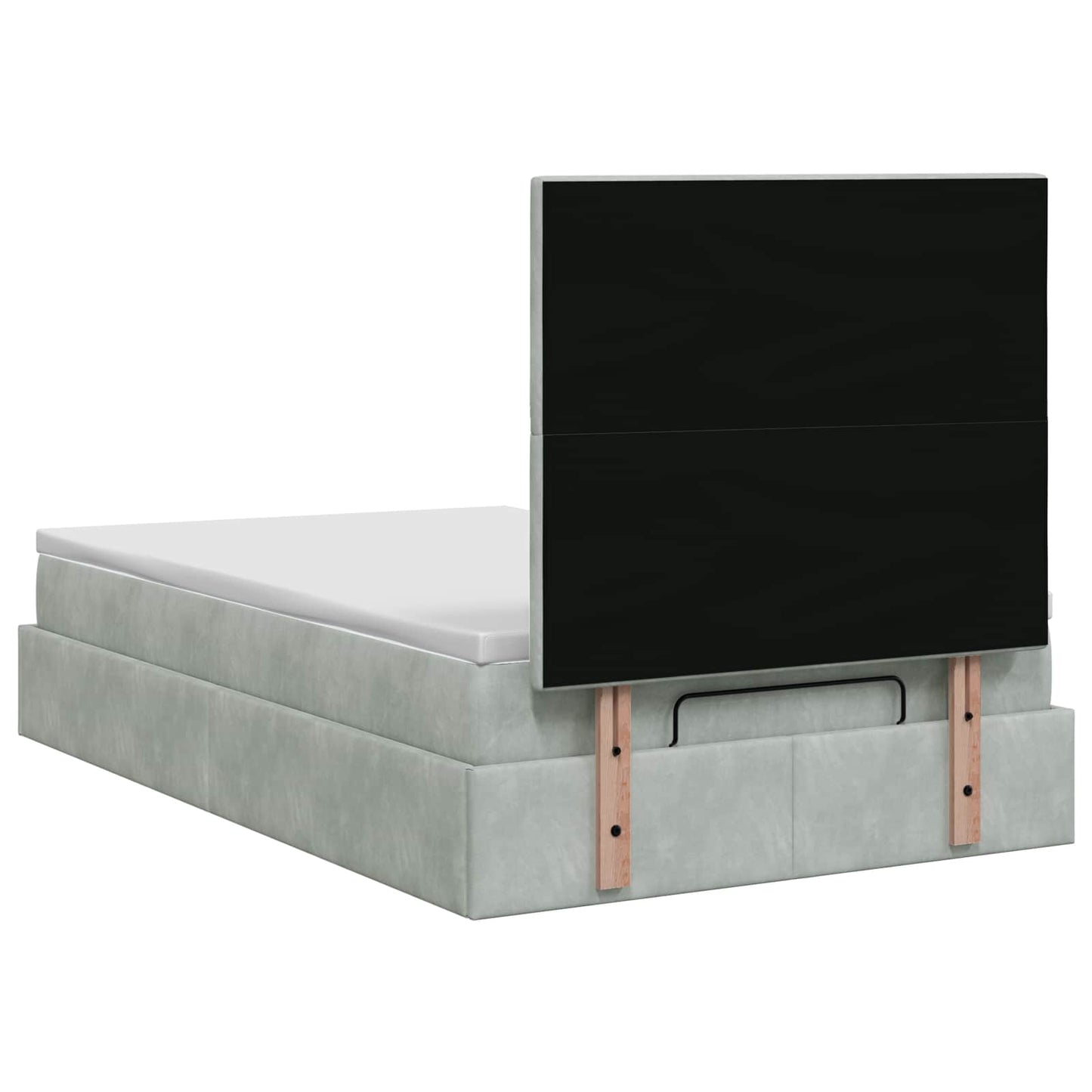 Ottoman Bett mit Matratze Hellgrau 120 x 200 cm Samt