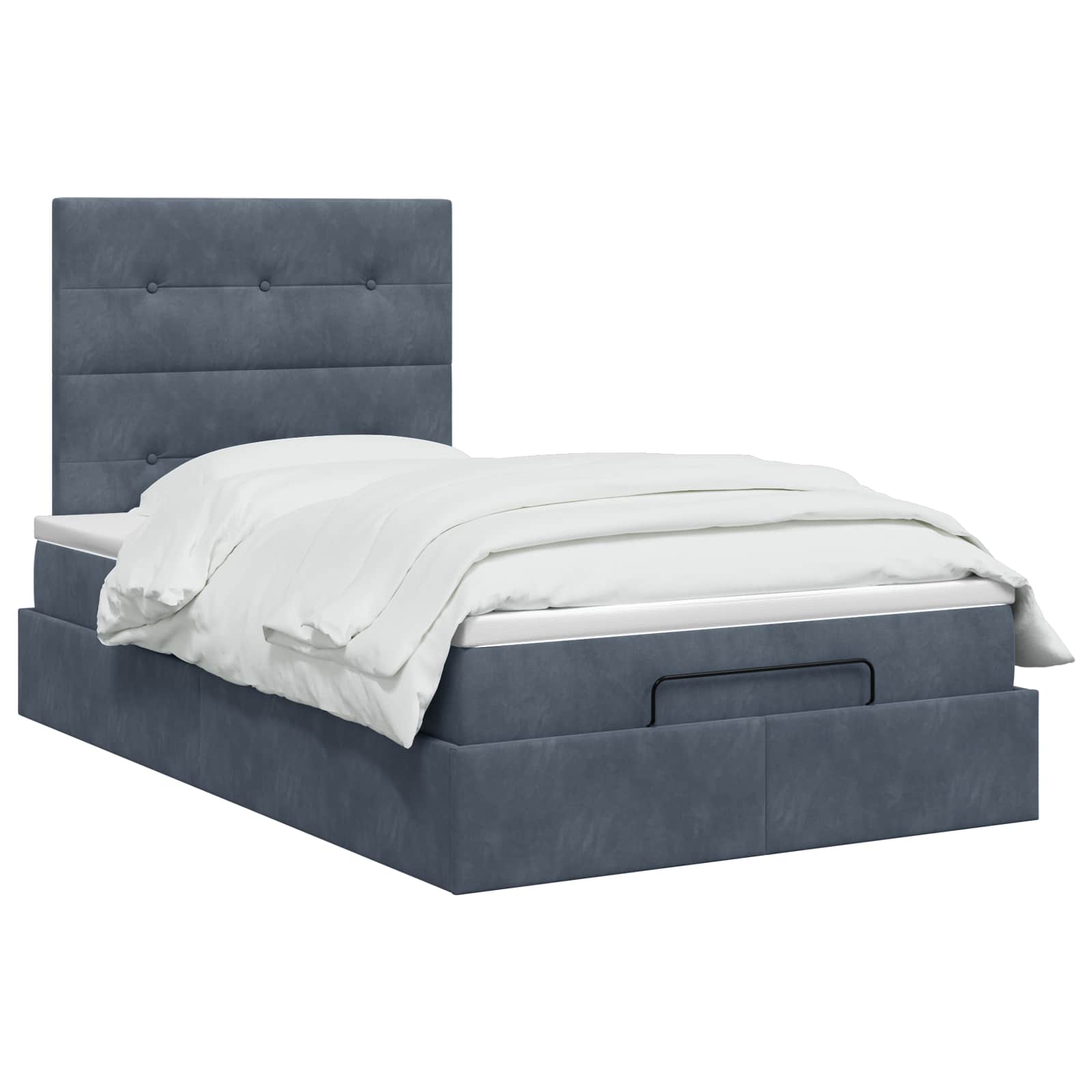 Ottoman Bett mit Matratze Dunkelgrau 120 x 200 cm Samt