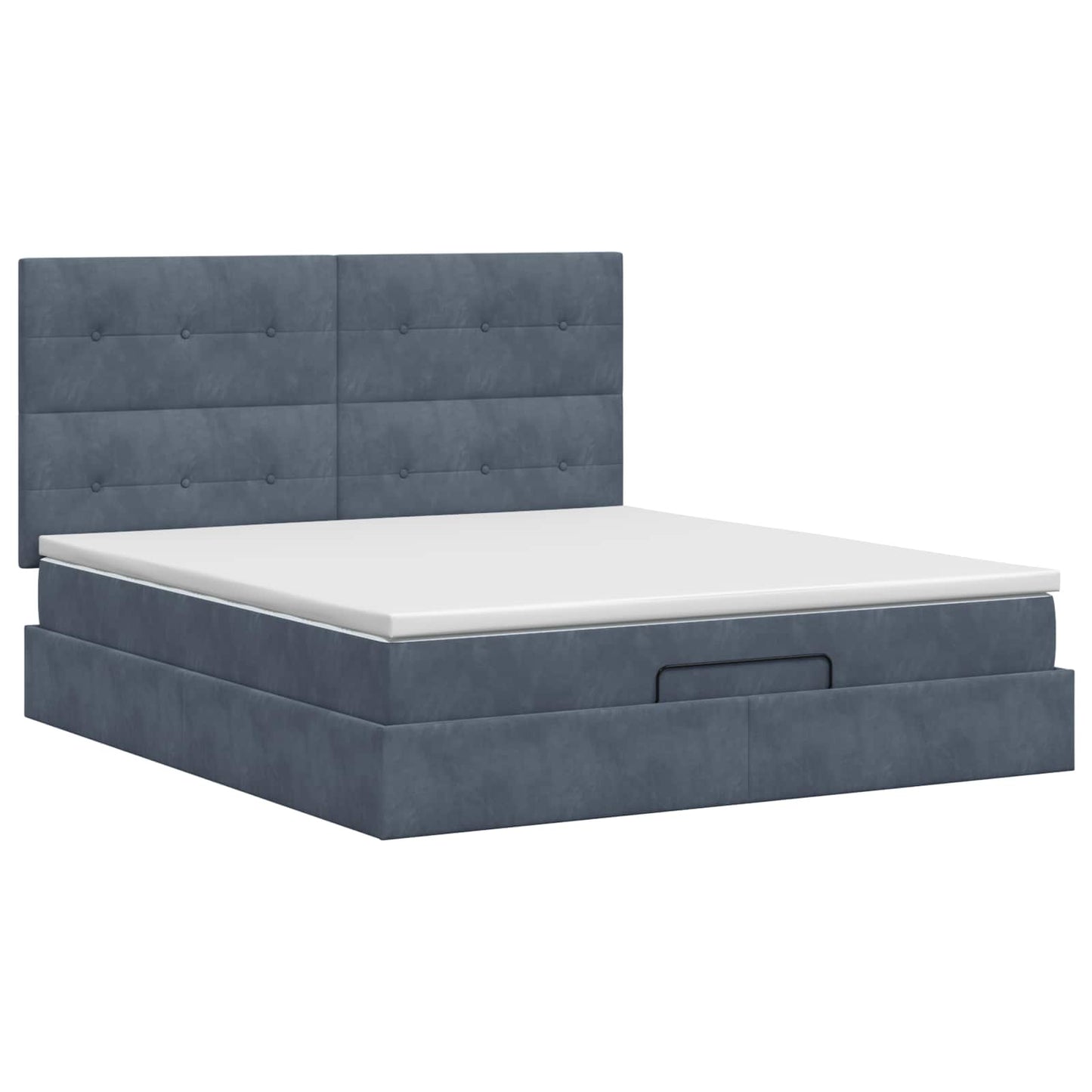 Ottoman Bett mit Matratze Dunkelgrau 140 x 190 cm Samt