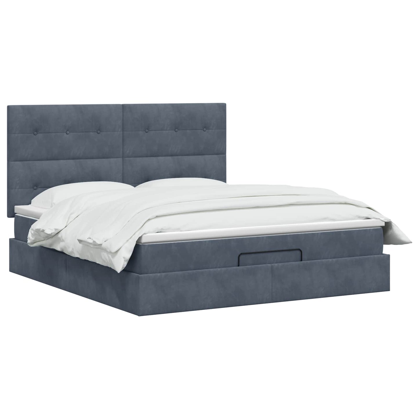 Ottoman Bett mit Matratze Dunkelgrau 140 x 190 cm Samt