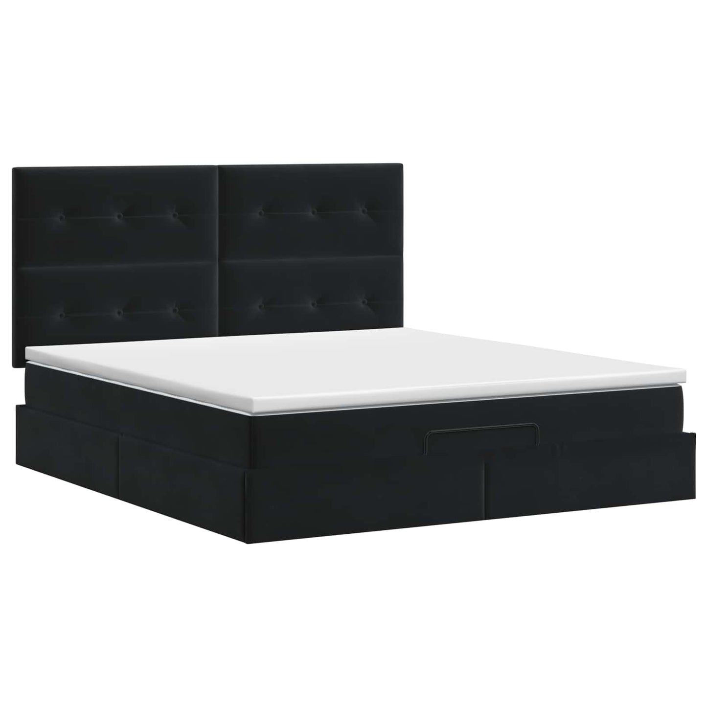Ottoman Bett mit Matratze Schwarz 140 x 200 cm Samt