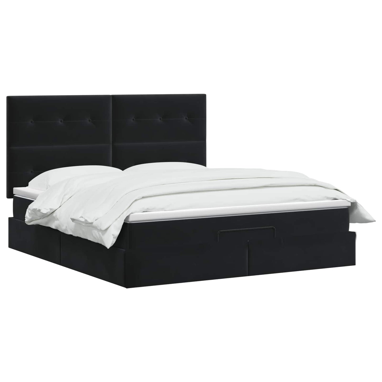 Ottoman Bett mit Matratze Schwarz 140 x 200 cm Samt