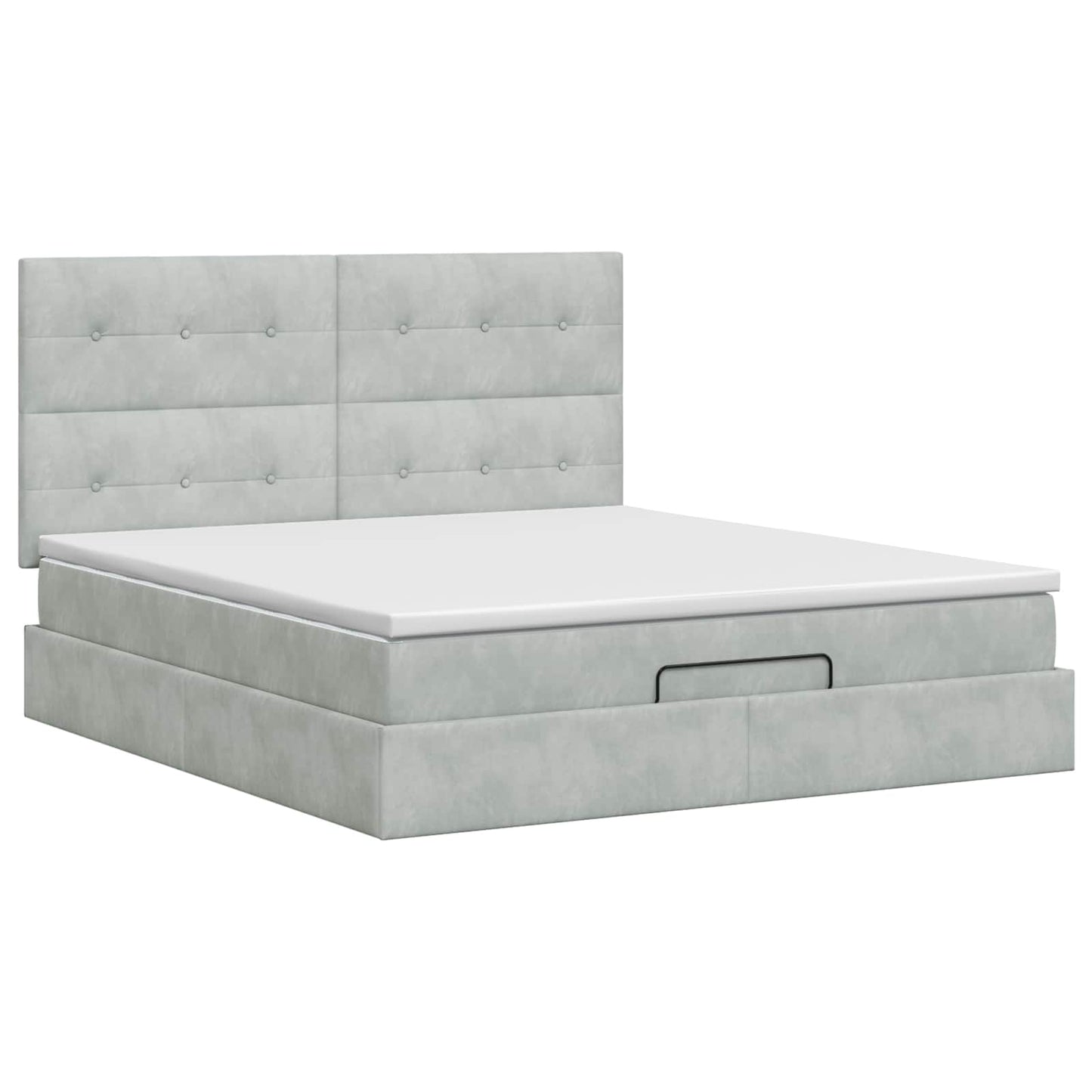 Ottoman Bett mit Matratze Hellgrau 180 x 200 cm Samt