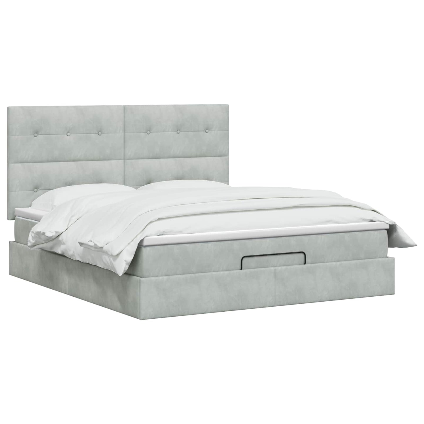 Ottoman Bett mit Matratze Hellgrau 180 x 200 cm Samt