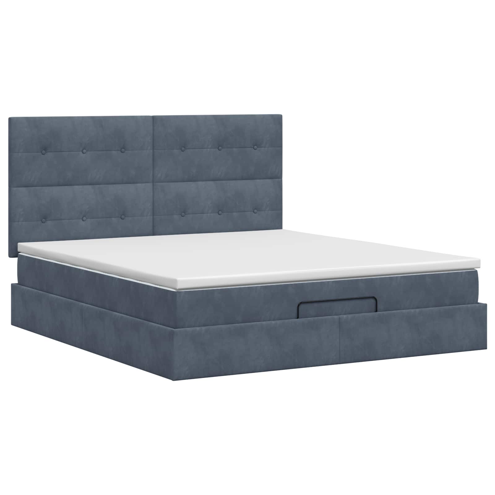 Ottoman Bett mit Matratze Dunkelgrau 180 x 200 cm Samt