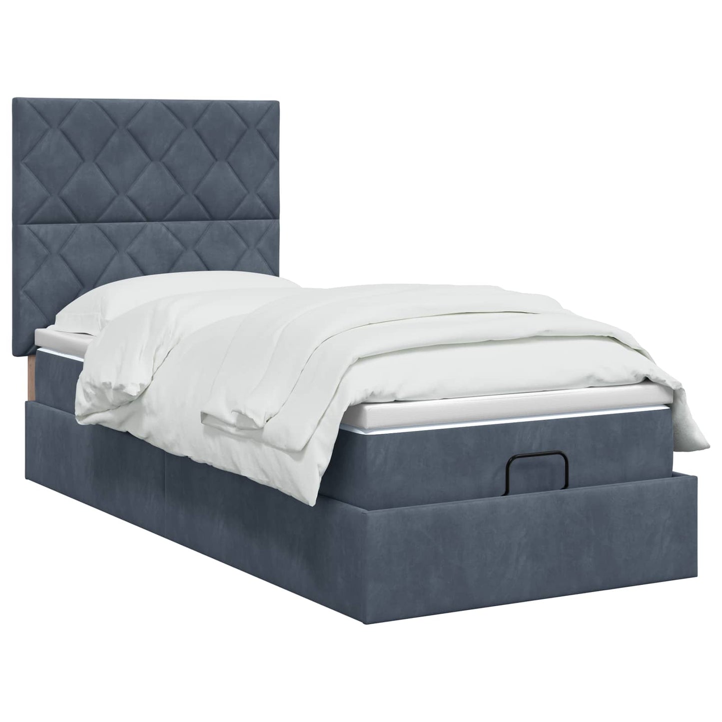 Ottoman Bett mit Matratze Dunkelgrau 80 x 200 cm Samt