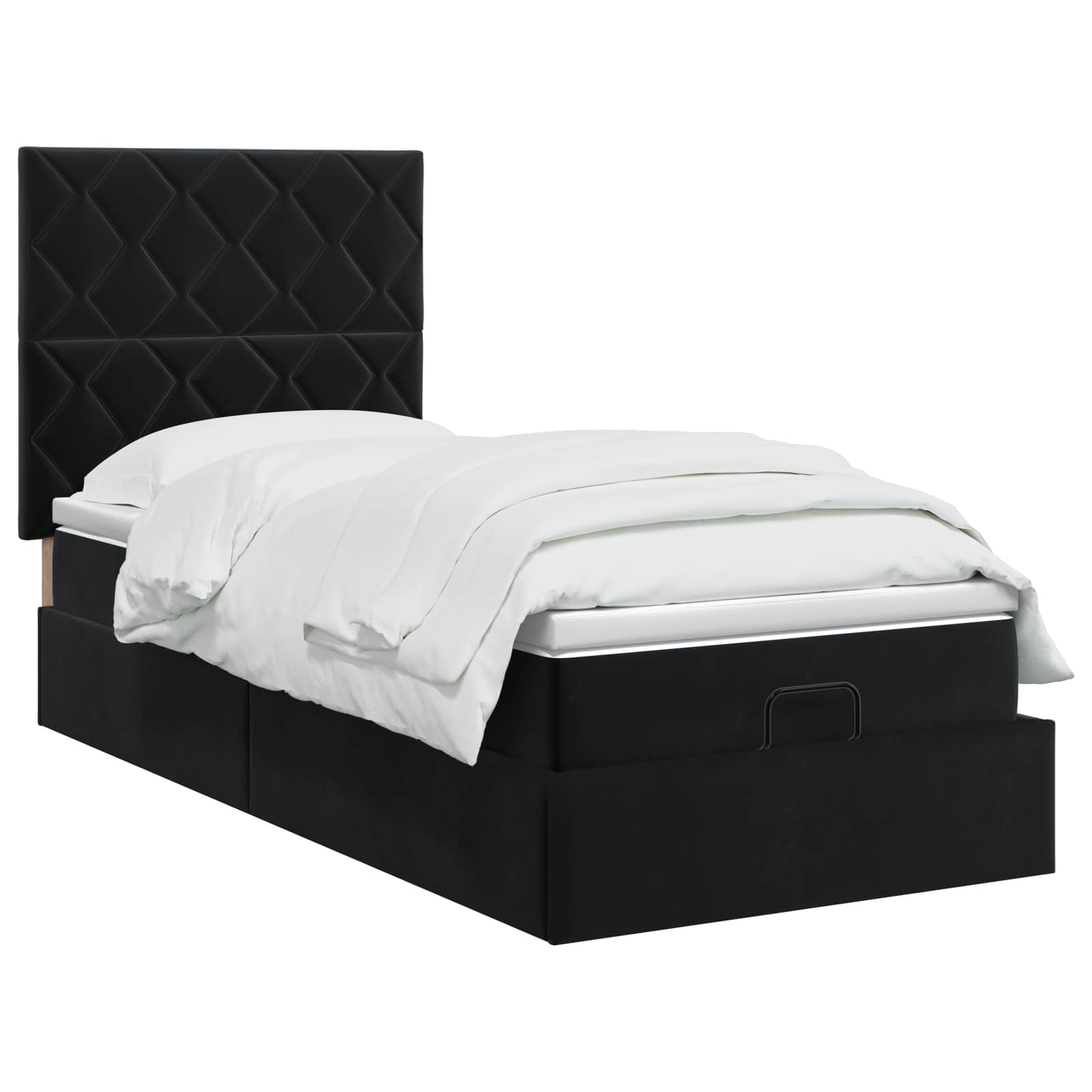 Ottoman Bett mit Matratze mit Kopfteil Schwarz 80 x 200 cm Samt