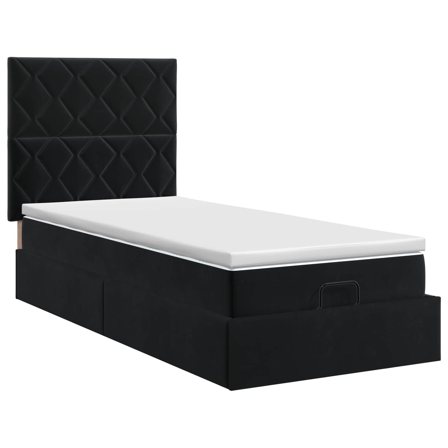 Ottoman Bett mit Matratze Schwarz 100 x 200 cm Samt