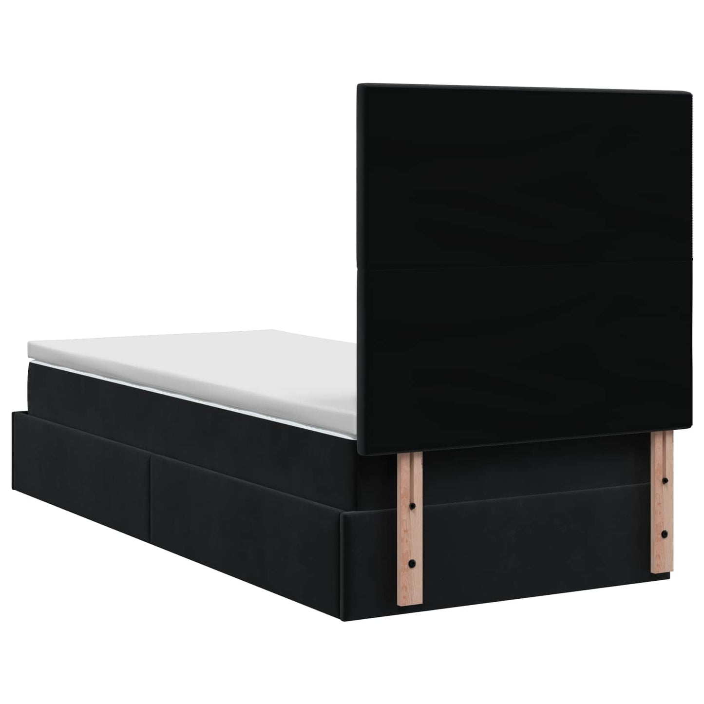 Ottoman Bett mit Matratze Schwarz 100 x 200 cm Samt