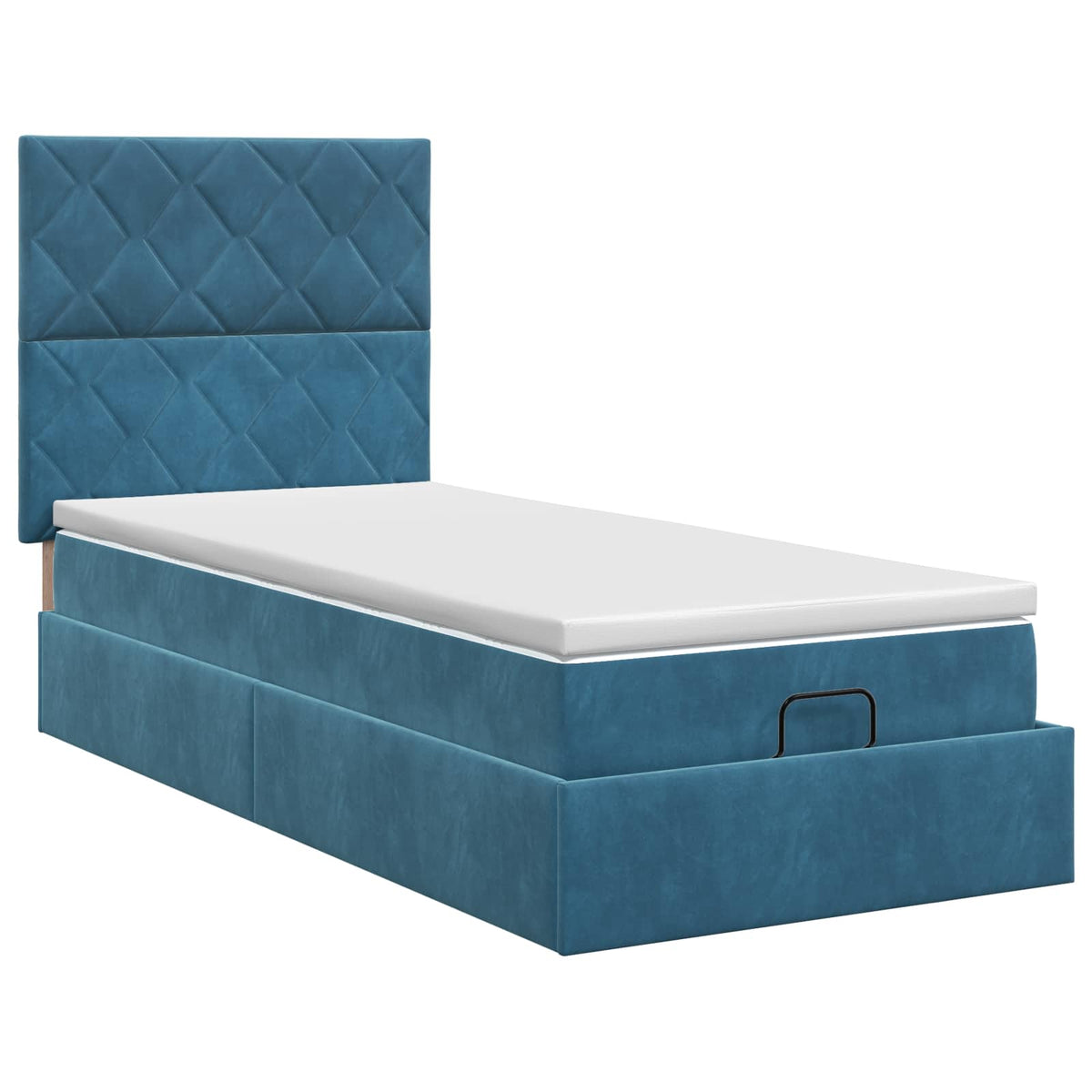 Ottoman Bett mit Matratze Dunkelblau 100 x 200 cm Samt
