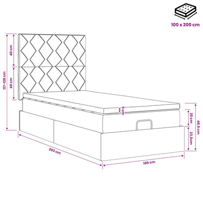 Ottoman Bett mit Matratze mit Kopfteil Rosa 100 x 200 cm Samt