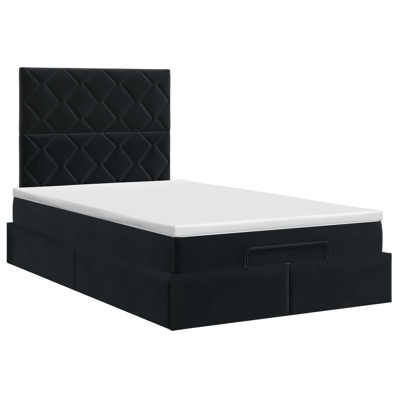 Ottoman Bett mit Matratze Schwarz 120 x 190 cm Samt