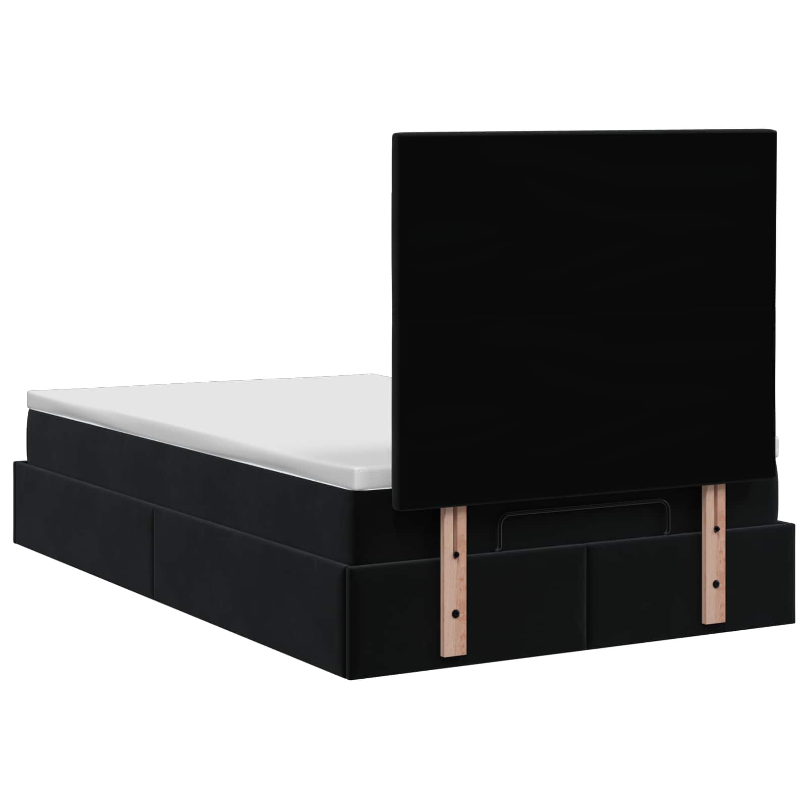 Ottoman Bett mit Matratze Schwarz 120 x 190 cm Samt