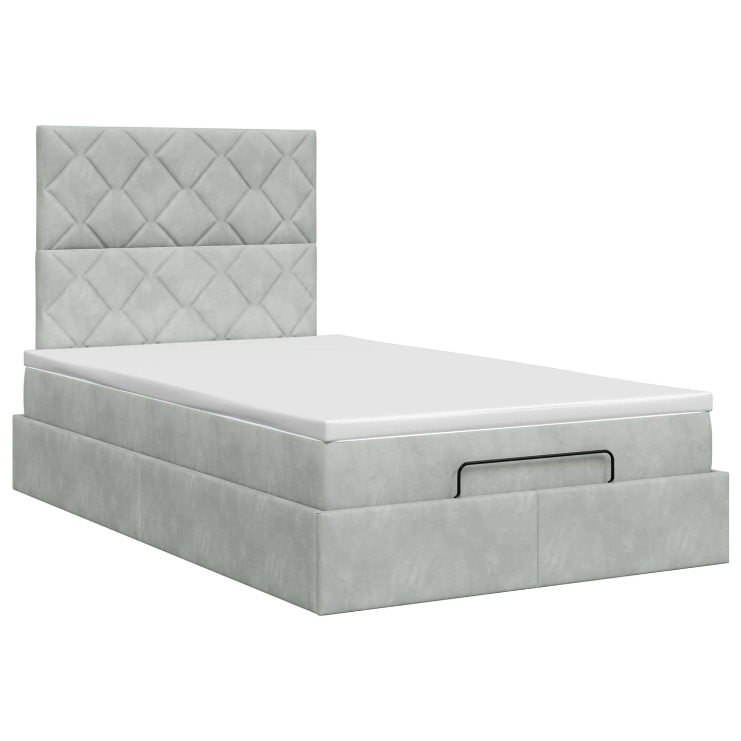 Ottoman Bett mit Matratze Hellgrau 120 x 200 cm Samt