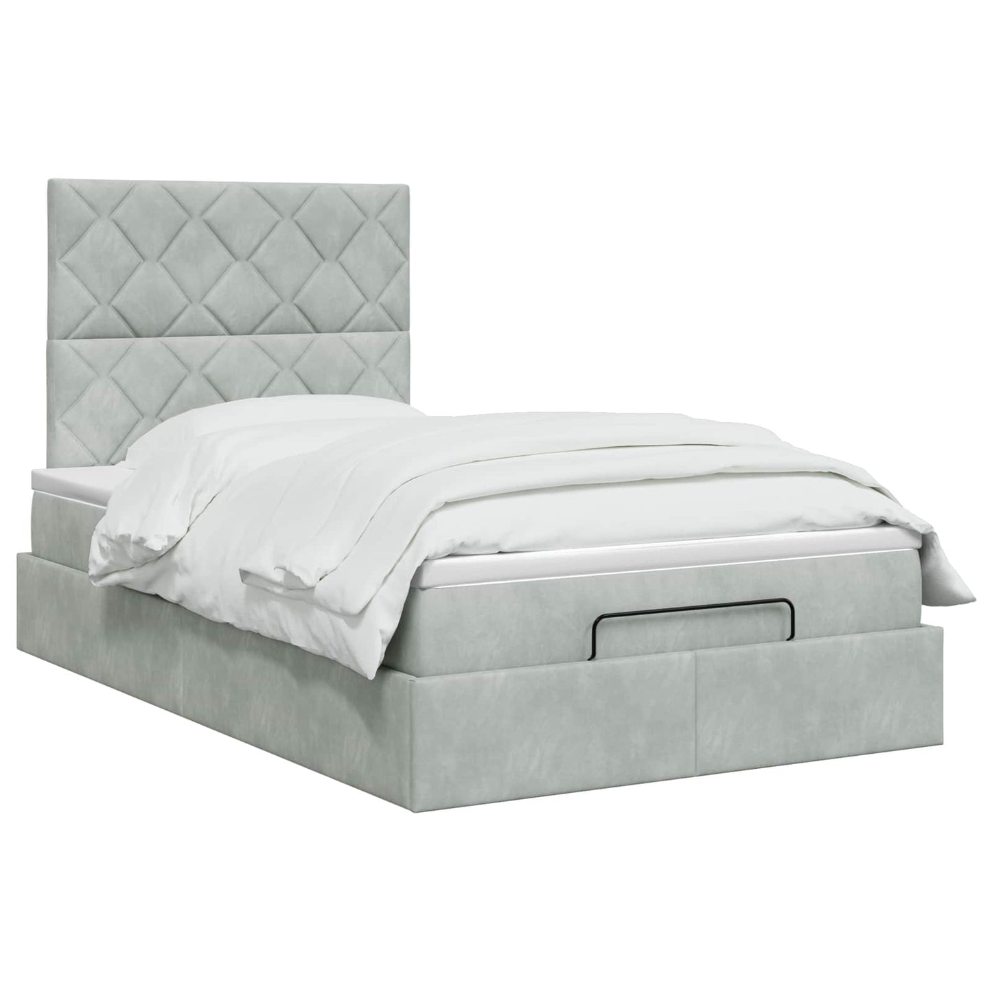 Ottoman Bett mit Matratze Hellgrau 120 x 200 cm Samt