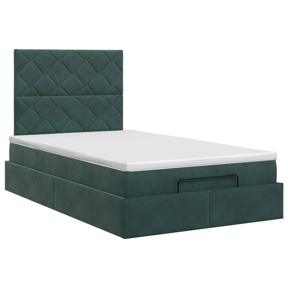 Ottoman Bett mit Matratze Dunkelgrün 120 x 200 cm Samt