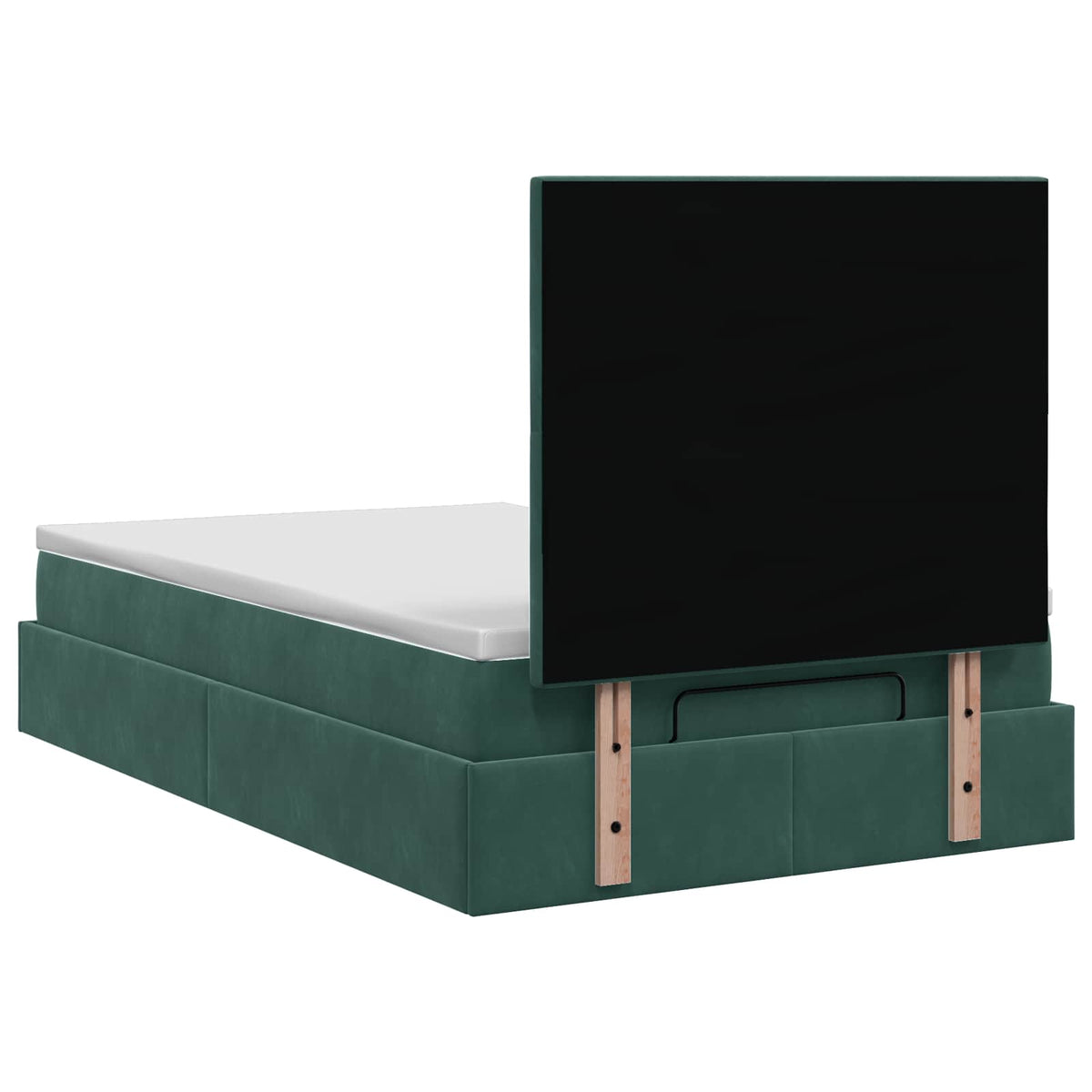 Ottoman Bett mit Matratze Dunkelgrün 120 x 200 cm Samt