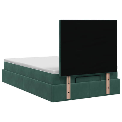 Ottoman Bett mit Matratze Dunkelgrün 120 x 200 cm Samt