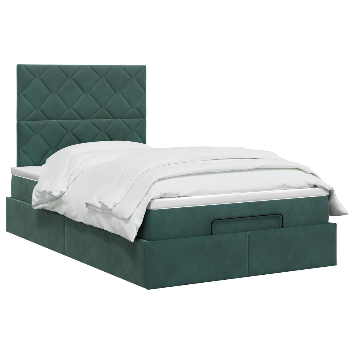 Ottoman Bett mit Matratze Dunkelgrün 120 x 200 cm Samt