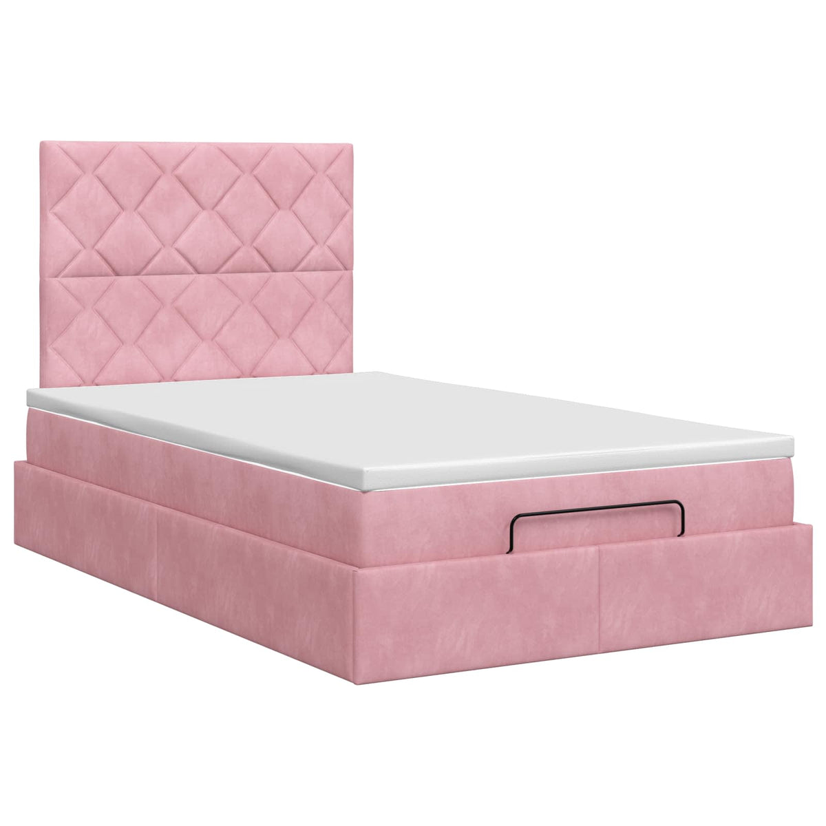 Ottoman Bett mit Matratze mit Kopfteil Rosa 120 x 200 cm Samt