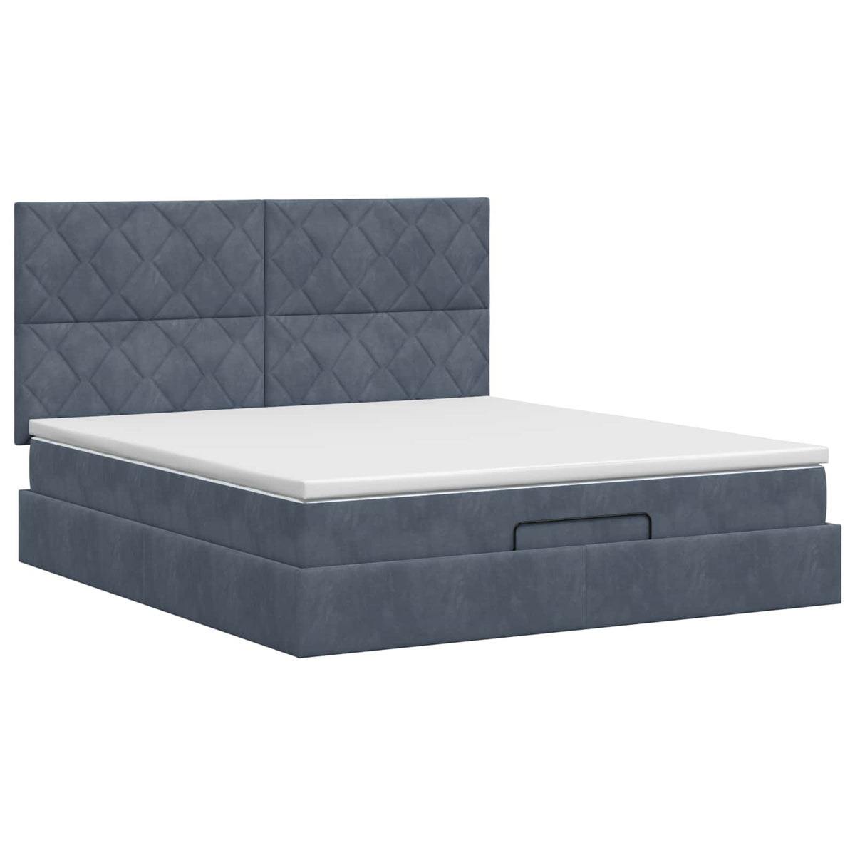 Ottoman Bett mit Matratze Dunkelgrau 140 x 190 cm Samt