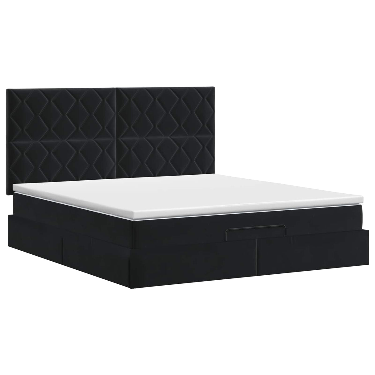 Ottoman Bett mit Matratze Schwarz 140 x 190 cm Samt