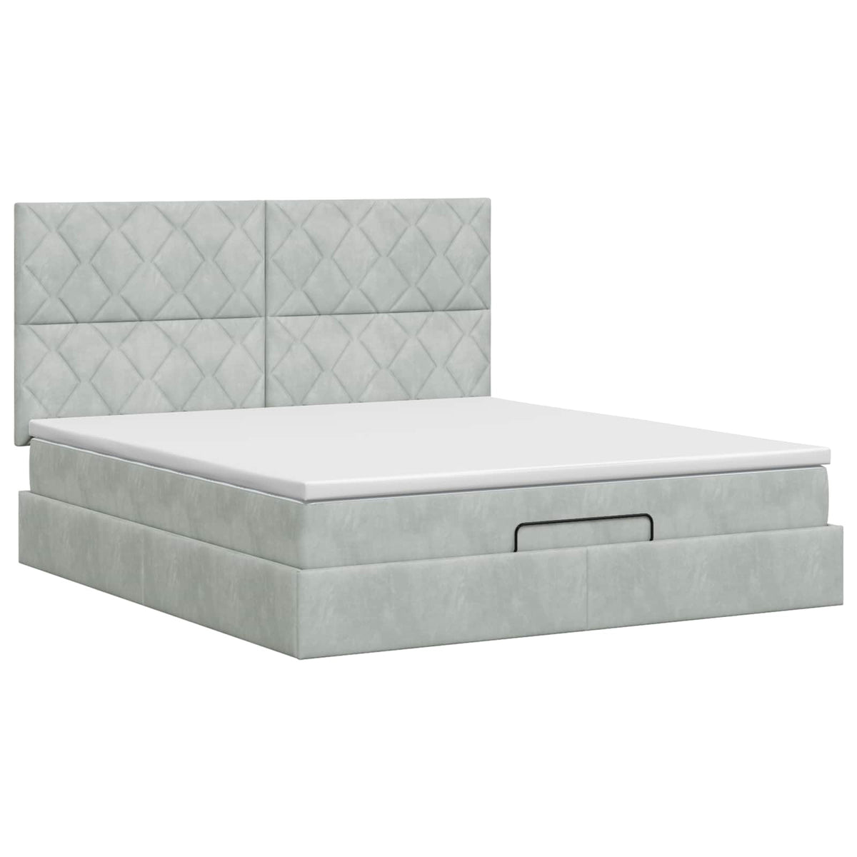 Ottoman Bett mit Matratze Hellgrau 180 x 200 cm Samt