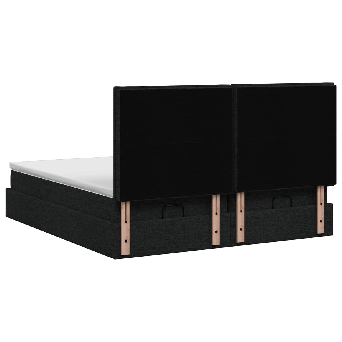 Ottoman Bett mit Matratze mit Kopfteil 2 stk. Schwarz Stoff